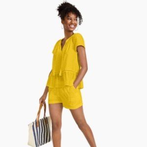 NWT Style & Co Yellow Cotton Eyelet Flounce Top Women's Size Medium